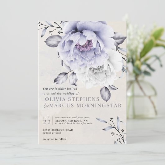 Bruiloft | Lila Rustische en paasmakerij Floral Kaart (Staand voorkant)