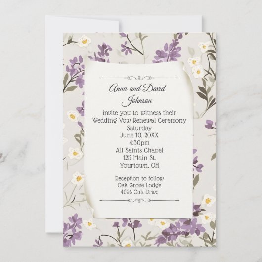 Bruiloft Lilacs voor Gelofte Vernieuwing Kaart (Voorkant)