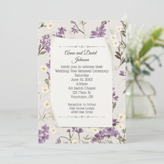 Bruiloft Lilacs voor Gelofte Vernieuwing Kaart (Staand voorkant)