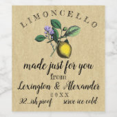 Bruiloft Limoncello  Citroen Illustratie | Wijn Etiket (Enkel label)