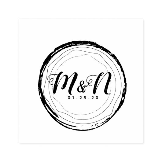 Bruiloft Logo rustieke boomstam met de hand getrok Rubberstempel (Afrduk)