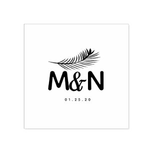 Bruiloft Logo Tropisch palmblad Rubberstempel