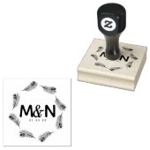 Bruiloft Logo tropische palmbladeren cirkelvormig Rubberstempel (Gestempeld)