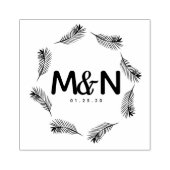 Bruiloft Logo tropische palmbladeren cirkelvormig Rubberstempel (Afrduk)