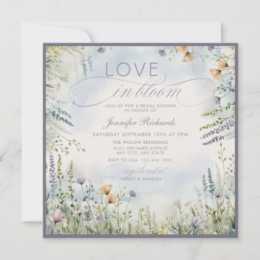 Bruiloft 'Love in Bloom' Kaart (Voorkant)