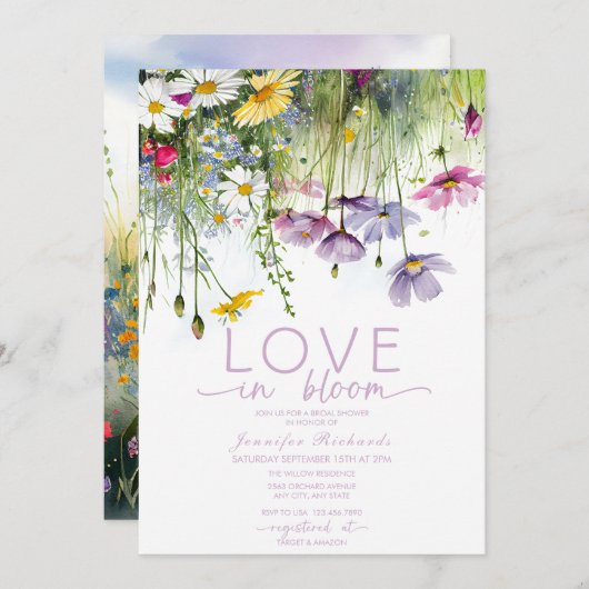 Bruiloft Love in Bloom Kaart (Voorkant / Achterkant)