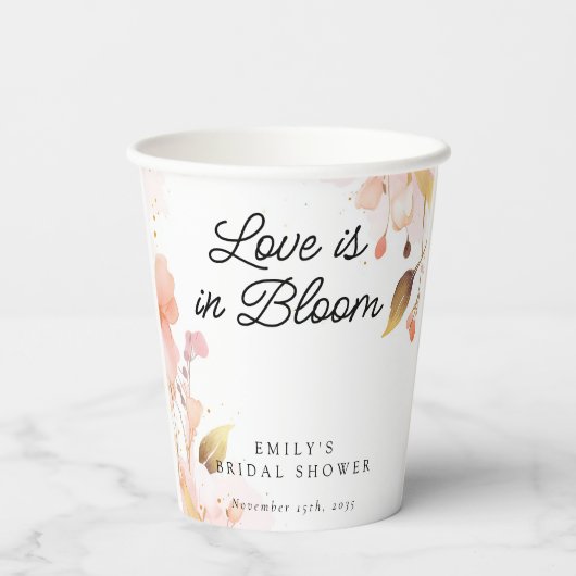 Bruiloft 'Love in Bloom' Papieren Bekers (Achterkant)
