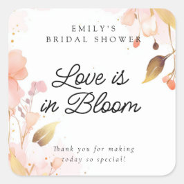 Bruiloft 'Love in Bloom' Vierkante Sticker