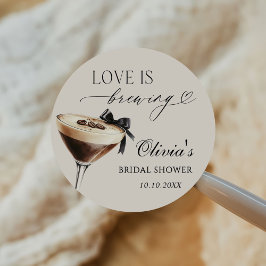 Bruiloft: Love is Brewing Espresso Martini Ronde Sticker