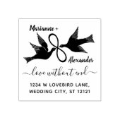 Bruiloft Lovebirds Infinity | Teruggaveadres Aange Rubberstempel (Afrduk)