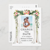 Bruiloft luifel tropische bloemen Verander de datu Briefkaart (Voorkant / Achterkant)