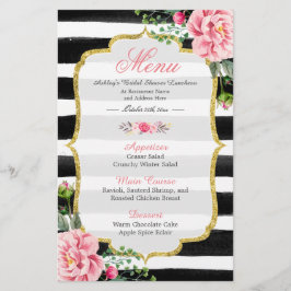 Bruiloft Luncheon Menu Klasse Bloemstrepen