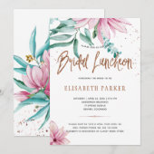 Bruiloft luncheon roze koperen bruidsfeest kaart (Voorkant / Achterkant)