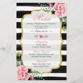 Bruiloft Lunchtijd Menu Klasse Bloemstrepen