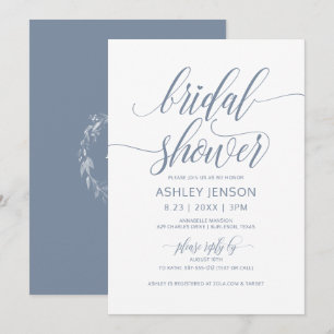Bruiloft Luxe Calligrafie Stof Blauw Bloemstuk Kaart