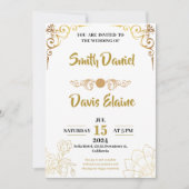 Bruiloft luxe wit en goud kaart (Voorkant)