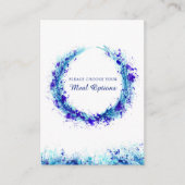 Bruiloft maaltijd keuze blauwe splash behuizing ka informatiekaartje (Voorkant)