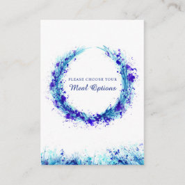 Bruiloft maaltijd keuze blauwe splash behuizing ka informatiekaartje