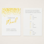 Bruiloft maaltijd keuze geel waterverf antwoord ka visitekaartje (Voorkant /achterkant)