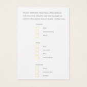 Bruiloft maaltijd keuze geel waterverf antwoord ka visitekaartje (Achterkant)