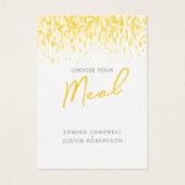 Bruiloft maaltijd keuze geel waterverf antwoord ka visitekaartje (Voorkant)