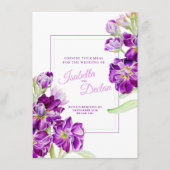 Bruiloft maaltijd keuze honing voorraad paarse blo informatiekaartje (Voorkant)