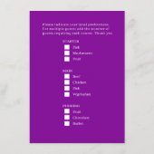 Bruiloft maaltijd keuze honing voorraad paarse blo informatiekaartje (Achterkant)