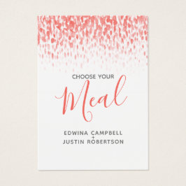 Bruiloft maaltijd keuze koraal waterverf antwoord  visitekaartje