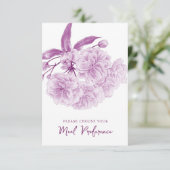 Bruiloft maaltijd keuze paarse bloemen antwoord ka (Staand voorkant)