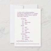 Bruiloft maaltijd keuze paarse bloemen antwoord ka (Achterkant)