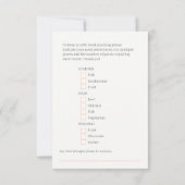 Bruiloft maaltijd keuze perzik bloemen antwoord ka (Achterkant)