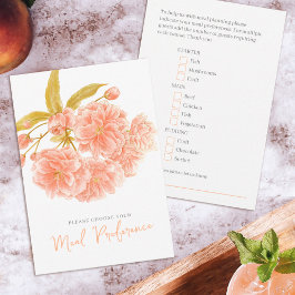 Bruiloft maaltijd keuze perzik bloemen antwoord ka