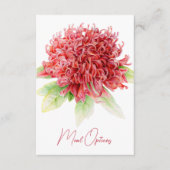 Bruiloft maaltijd keuze rode bordeaux bloemenkaart informatiekaartje (Voorkant)