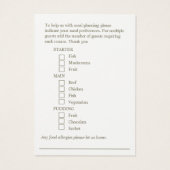 Bruiloft maaltijd keuze rode bordeaux bloemenkaart visitekaartje (Achterkant)