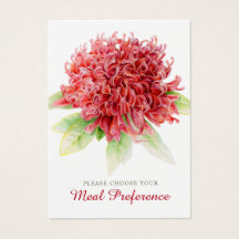 Bruiloft maaltijd keuze rode bordeaux bloemenkaart