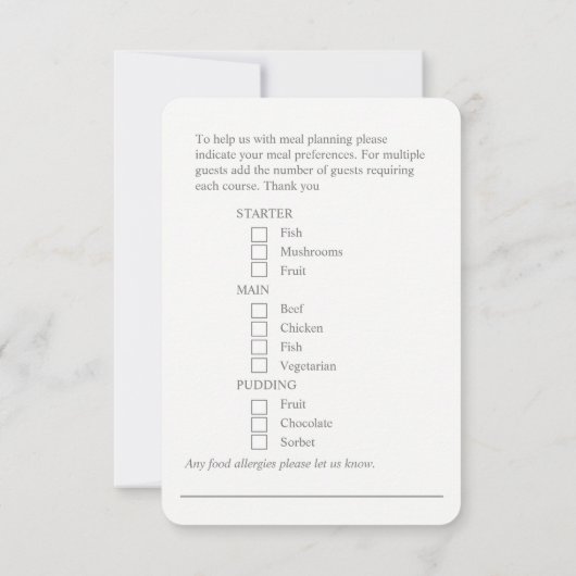 Bruiloft maaltijd keuze roze bloemenantwoord kaart (Achterkant)