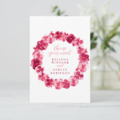 Bruiloft maaltijd keuze roze panty bloemen informatiekaartje (Staand voorkant)