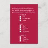 Bruiloft maaltijd keuze roze panty bloemen informatiekaartje (Achterkant)