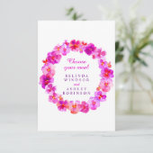 Bruiloft maaltijd keuze roze panty bloemen informatiekaartje (Staand voorkant)