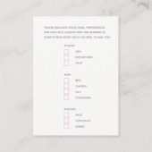 Bruiloft maaltijd keuze roze waterverf dab antwoor informatiekaartje (Achterkant)