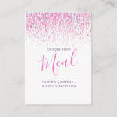 Bruiloft maaltijd keuze roze waterverf dab antwoor informatiekaartje (Voorkant)