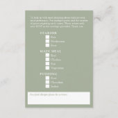 Bruiloft maaltijd opties salie groen wit bloesem informatiekaartje (Achterkant)