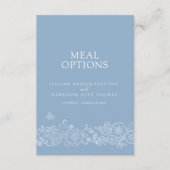 Bruiloft maaltijd opties stoffige blauwe witte blo informatiekaartje (Voorkant)