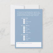 Bruiloft maaltijd opties stoffige blauwe witte blo RSVP kaartje (Achterkant)