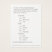 Bruiloft maaltijd voorkeur roze bloemenkaarten visitekaartje (Achterkant)