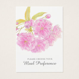 Bruiloft maaltijd voorkeur roze bloemenkaarten visitekaartje
