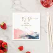 Bruiloft Magische Berg Marine Blauw Roze Wij Doen Servet (Insitu)