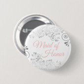 Bruiloft Maid of Honor Button Roze & Grijs (Voorkant /achterkant)