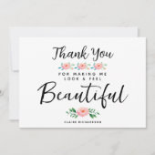 Bruiloft Make-up Artiest Waterverf Flowers Bedankkaart (Voorkant)