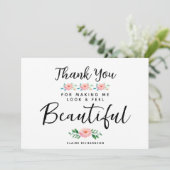 Bruiloft Make-up Artiest Waterverf Flowers Bedankkaart (Staand voorkant)